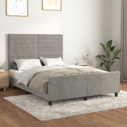 Estrutura de cama sem colchão 140x200 cm veludo cinzento-claro