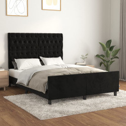 Estrutura de cama sem colchão 140x200 cm veludo preto