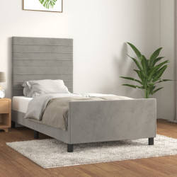 Estrutura de cama sem colchão 90x190 cm veludo cinzento-claro