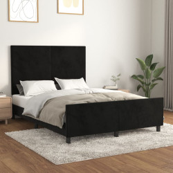 Estrutura de cama sem colchão 140x190 cm veludo preto