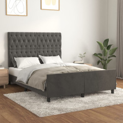 Estrutura de cama sem colchão 140x190 cm veludo cinzento-escuro