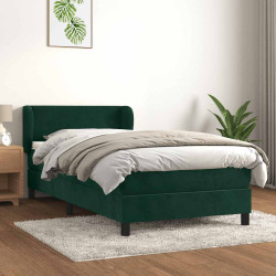 Cama com molas/colchão 80x200 cm veludo verde-escuro