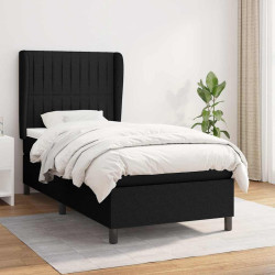 Cama com molas/colchão 90x200 cm tecido preto