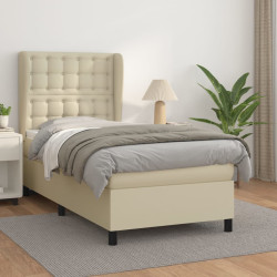 Cama com molas/colchão 80x200 cm couro artificial cor creme
