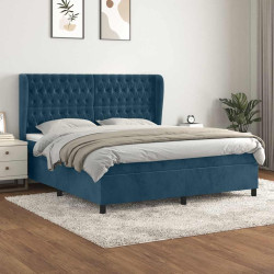 Cama com molas/colchão 140x200 cm veludo azul-escuro