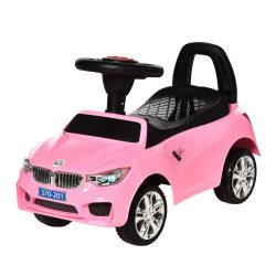 Carro Andador para Crianças de 18-36 Meses com Faróis Música Buzina Volante Compartimento de Armazenamento e Alça para Empurrar