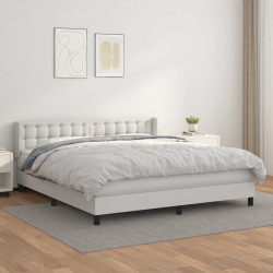 Cama com molas/colchão 180x200 cm couro artificial branco