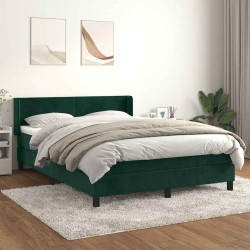 Cama com molas/colchão 140x190 cm veludo verde-escuro