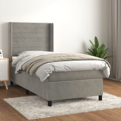 Cama com molas/colchão 80x200 cm veludo cinza-claro