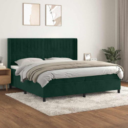 Cama com molas/colchão 200x200 cm veludo verde-escuro