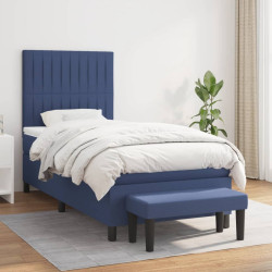 Cama com molas/colchão 90x190 cm tecido azul