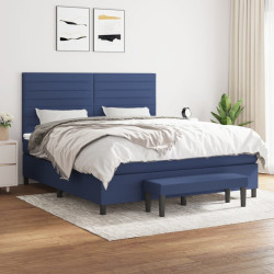 Cama com molas/colchão 160x200 cm tecido azul