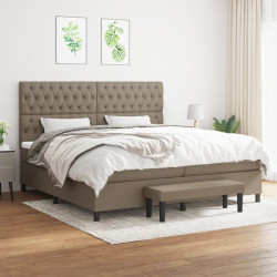 Cama com molas/colchão 200x200 cm tecido castanho-acinzentado
