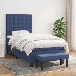 Cama com molas/colchão 100x200 cm tecido azul