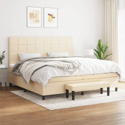 Cama com molas/colchão 200x200 cm tecido cor creme