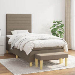 Cama com molas/colchão 90x190 cm tecido castanho-acinzentado
