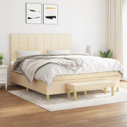 Cama com molas/colchão 160x200 cm tecido cor creme