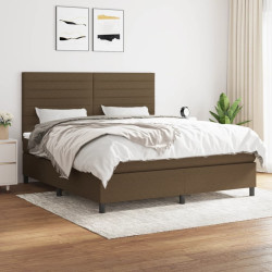 Cama com molas/colchão 160x200 cm tecido castanho-escuro