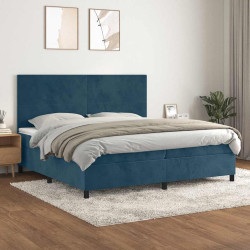 Cama com molas/colchão 200x200 cm veludo azul-escuro
