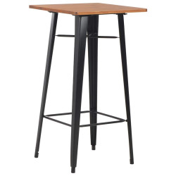 Mesa de bar 60x60x108 cm pinho maciço e aço preto