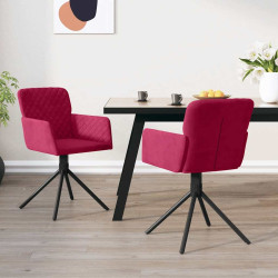Cadeiras de jantar giratórias 2 pcs veludo vermelho tinto