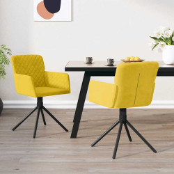 Cadeiras de jantar giratórias 2 pcs veludo amarelo