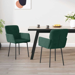 Cadeiras de jantar 2 pcs veludo verde-escuro