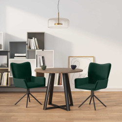 Cadeiras de jantar giratorias 2 pcs veludo verde-escuro