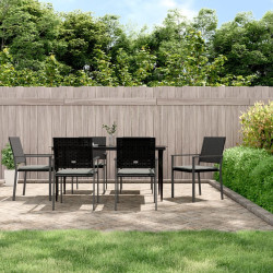 7 Pcs conjunto de jantar p/ jardim c/ almofadões vime PE e aço