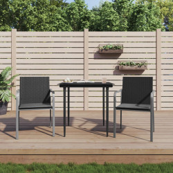 3 Pcs conjunto de jantar p/ jardim c/ almofadões vime PE e aço