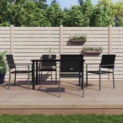 5 Pcs conjunto de jantar p/ jardim vime PE e aço