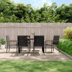 Cadeiras de jardim 6 pcs 55x61,5x90 textilene e aço preto