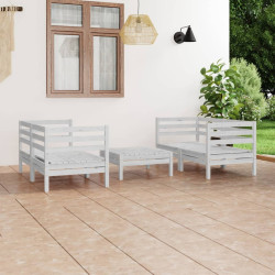 5 Pcs conjunto lounge de jardim pinho maciço branco