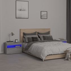 Mesas cabeceira c/ leds 2 pcs 60x35x40 cm cinzento sonoma
