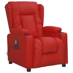 Cadeira de massagens couro artificial vermelho tinto