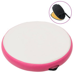 Tapete de ginástica insuflável com bomba 100x100x10 cm PVC rosa