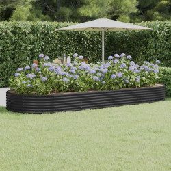 Canteiro elevado jardim 373x140x36 aço galvanizado antracite