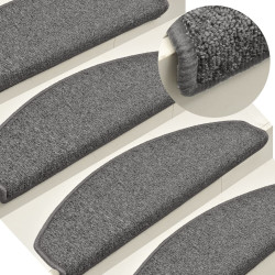 Tapetes de escada 15 peças 65x24x4 cm cinza escuro semicircular grande