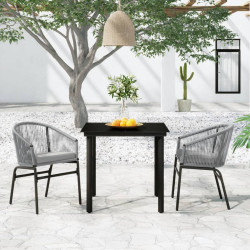 3 Pcs conjunto de jantar para jardim cinzento