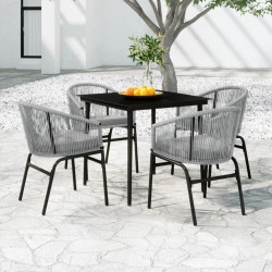 5 Pcs conjunto de jantar para jardim cinzento