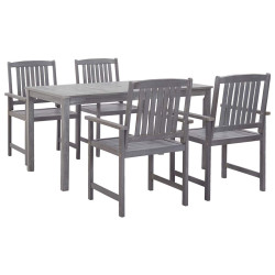 5 Pcs conjunto de jantar para exterior acácia maciça cinzento