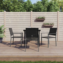 5 Pcs conjunto de jantar p/ jardim vime PE e aço