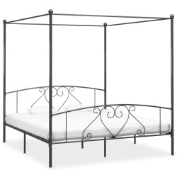 Estrutura de cama com dossel 180x200 cm metal cinzento