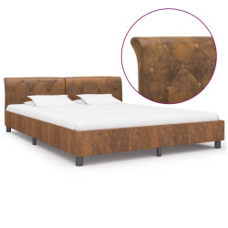 Estrutura de cama 180x200 cm camurça artificial castanho
