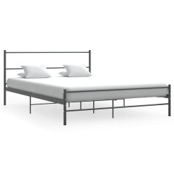 Estrutura de cama sem colchão 140x200 cm metal cinzento