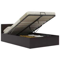 Cama hidráulica c/ arrumação 140x200cm couro artificial cinza