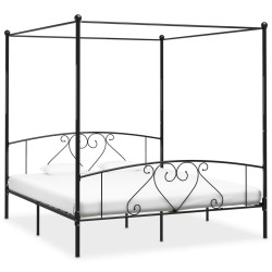 Estrutura de cama com dossel 200x200 cm metal preto