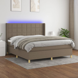Cama box spring colchão/LED 180x200cm tecido cinza-acastanhado
