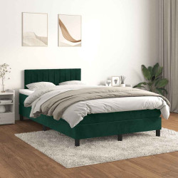 Cama boxspring com colchão 120x200 cm veludo verde-escuro