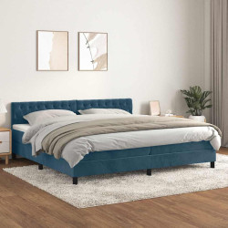Cama com molas/colchão 200x200 cm veludo azul-escuro